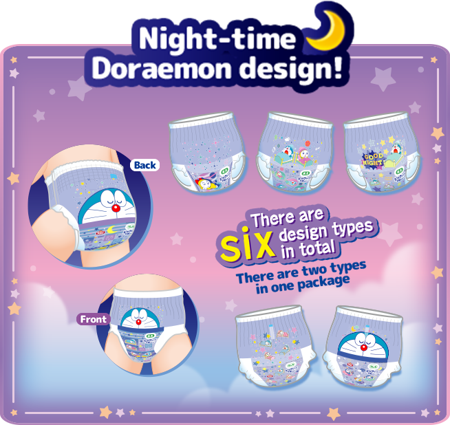 Night-time Doraemon design, There are six design types in total, there are two types in one package