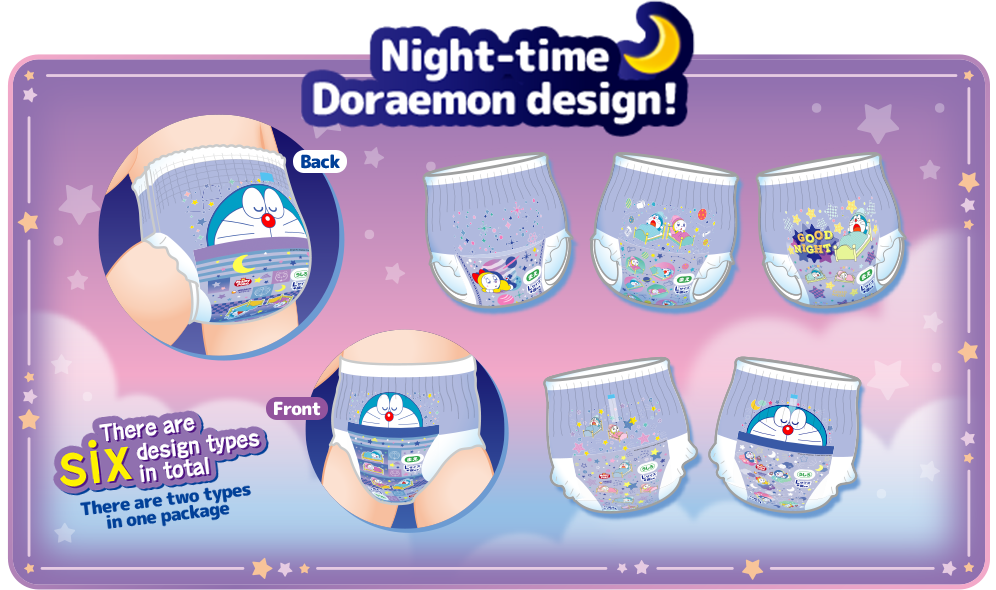 Night-time Doraemon design, There are six design types in total, there are two types in one package