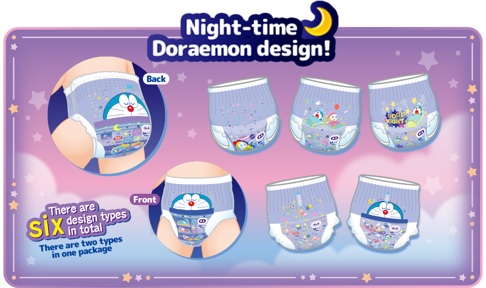 Night-time Doraemon design, There are six design types in total, there are two types in one package