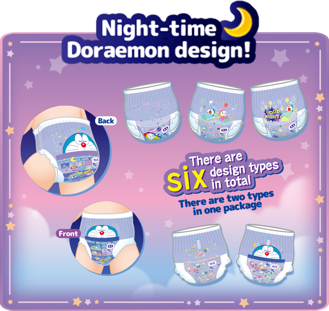 Night-time Doraemon design, There are six design types in total, there are two types in one package